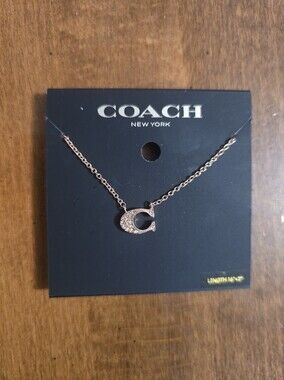 COACH Rose Gold Crystal C Necklace - Women